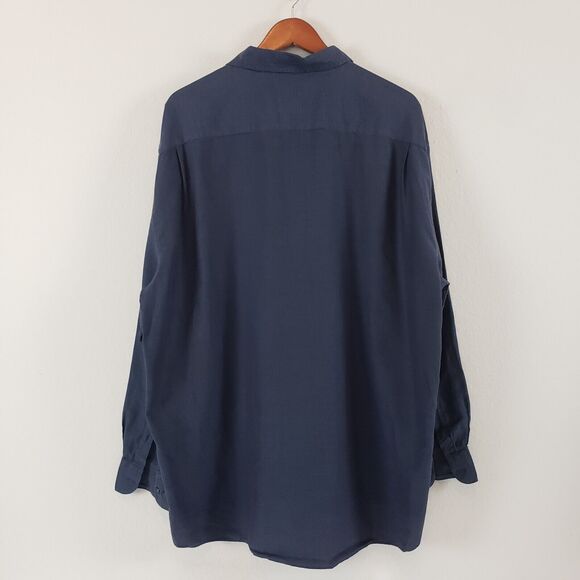 e-Luxe Evergreen Softwear SIZE XXL Navy Blue Mens Long Sleeve Button Down Shirt - Picture 3 of 7